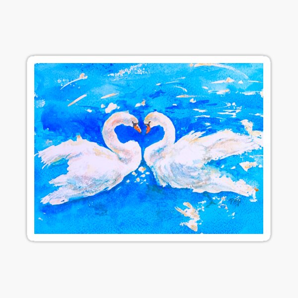 Valentine Swans by Blackburn Ink Sticker