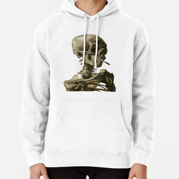 Cráneo de un esqueleto con cigarrillo encendido de Vincent van Gogh Sudadera con capucha