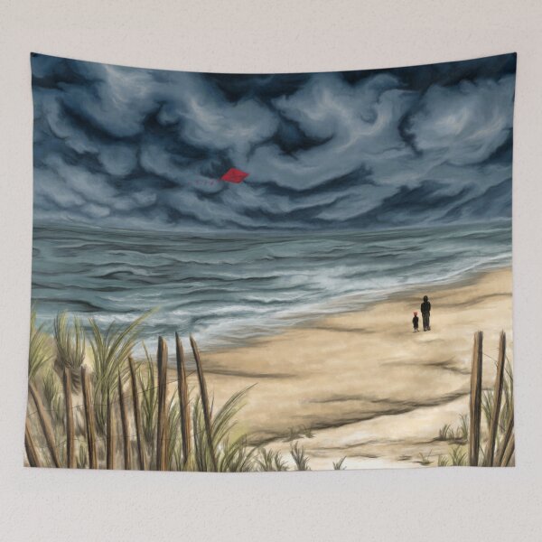 Item preview, Beach painting with a kite designed and sold by NadiaChevrel.