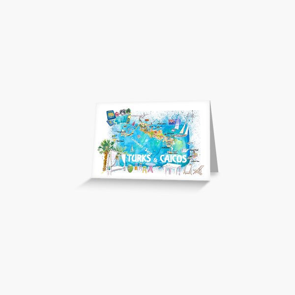 Item preview, Turks & Caicos Antilles Illustrated Travel Map with Roads and Highlights designed and sold by artshop77.