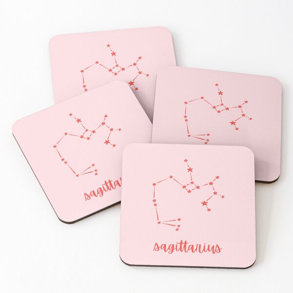 Item preview, minimalist sagittarius constellation in red and pink designed and sold by neopop.