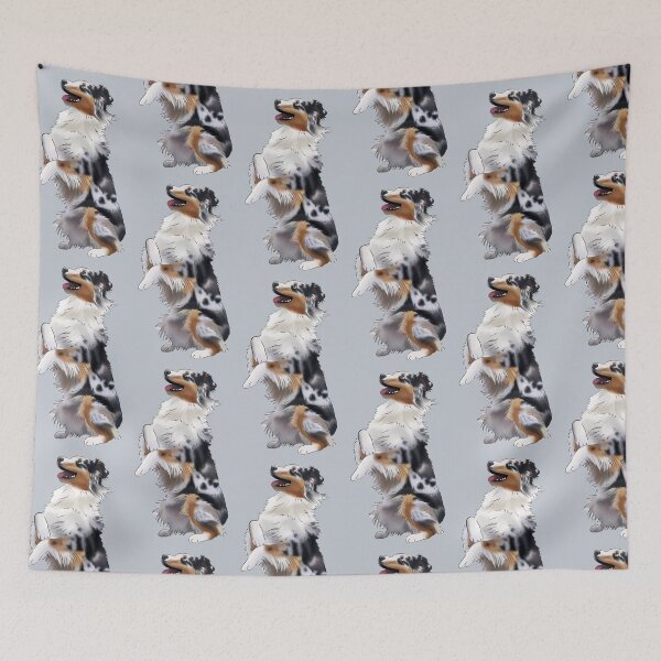 Item preview, Cute Australian Shepherd Blue Merle | Begging Dog | Aussie Drawing designed and sold by ElysianCreation.