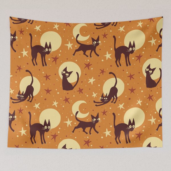 Item preview,  Moonlit Cats on Mustard designed and sold by Paisley Yazel.