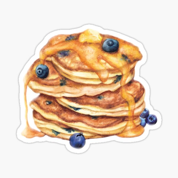 Breakfast Food -Pancakes with syrup and blueberries Sticker