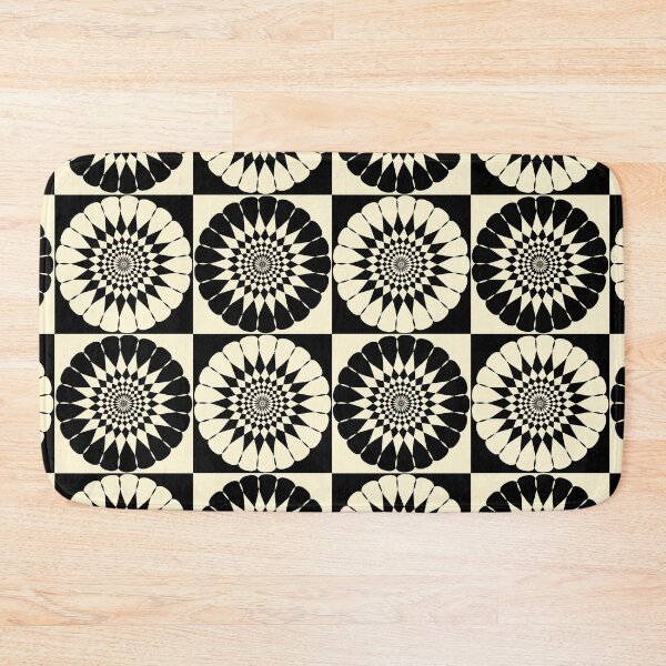 Item preview, Black and off-white retro geometric flower designed and sold by DeliriousSteve.