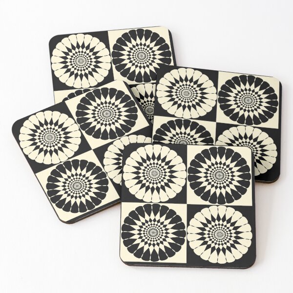 Item preview, Black and off-white retro geometric flower designed and sold by DeliriousSteve.