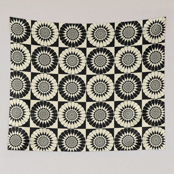 Item preview, Black and off-white retro geometric flower designed and sold by DeliriousSteve.
