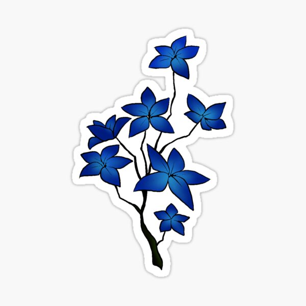 Dark Blue Flower Sticker For Sale By Ezbieart Redbubble 