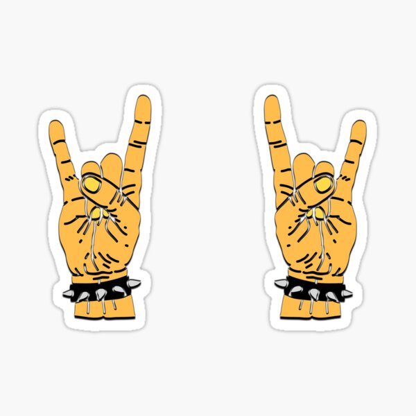 Sticker Vinyle OH YEAHHH Metal Horns Gold Fingers
