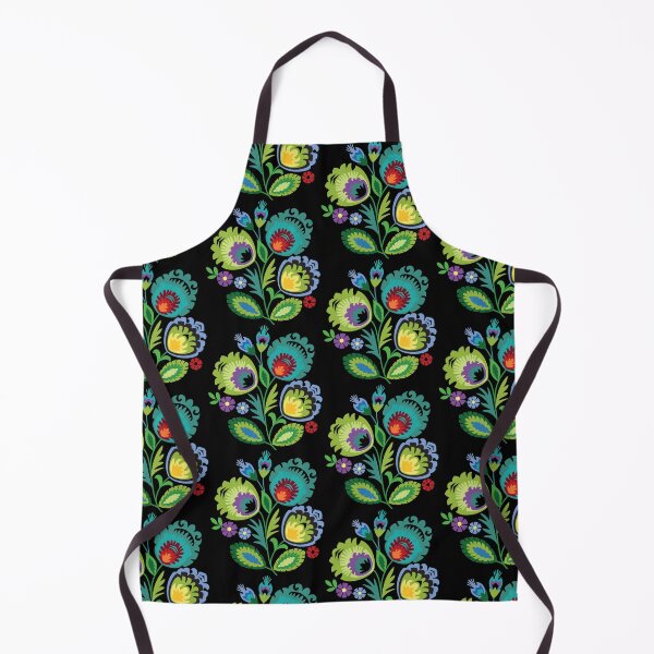 Item preview, Polish Folk Flowers Green on Black designed and sold by Barbara Pixton.