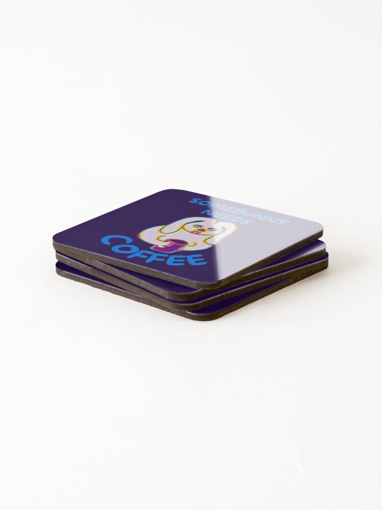 Thumbnail 4 of 5, Coasters (Set of 4), Somebunny Needs Coffee designed and sold by DesignsofNote.