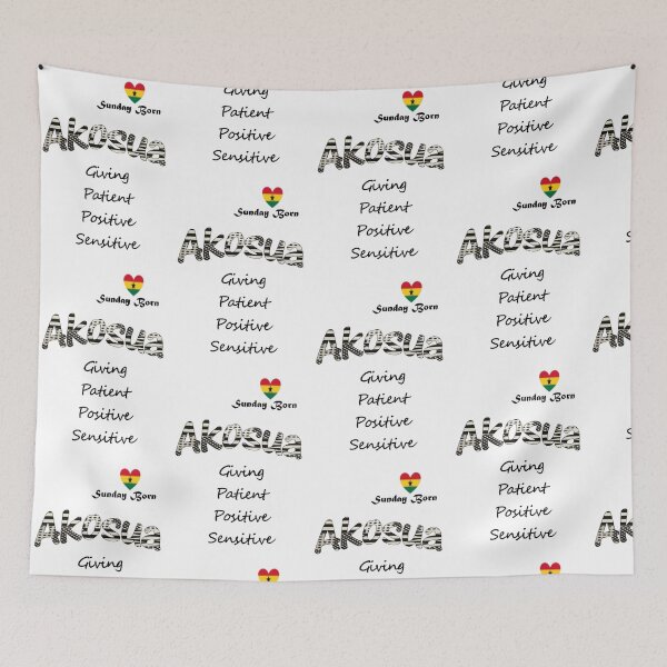 Item preview, Sunday Born Ghanaian Female Name 'Akosua' in black and white designed and sold by WhoWeAre.
