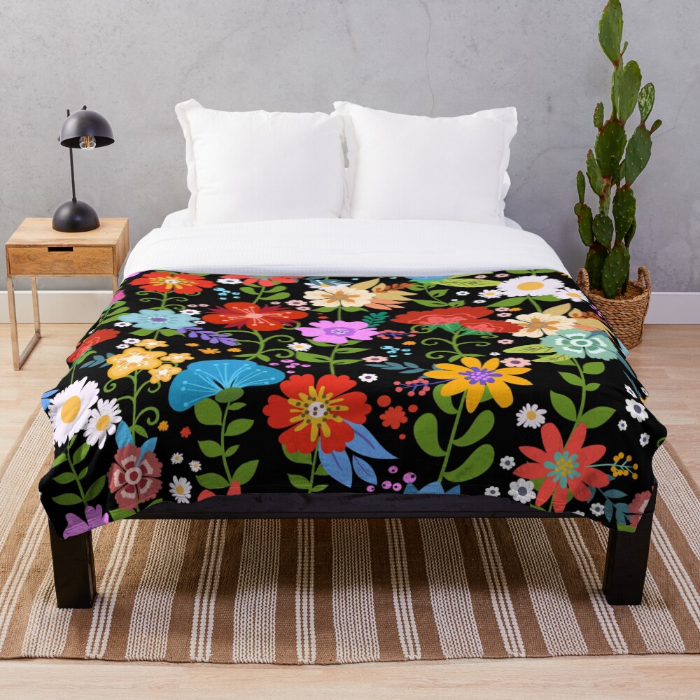 "Mexican Floral Folk Art" Throw Blanket for Sale by HolidayBug Redbubble