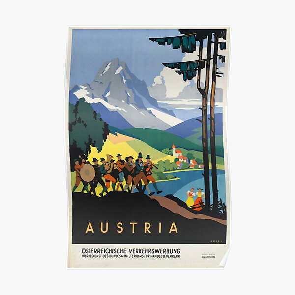 Winter in Austria Vintage Travel Poster Print Design Wall Retro Tourism Decor