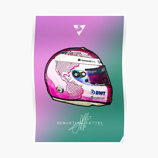 F1 2021 Sebastian Vettel Aston Martin Crashhelm Kunstwerk Poster