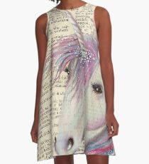 Unicorn Moon Dictionary Book art A-Line Dress