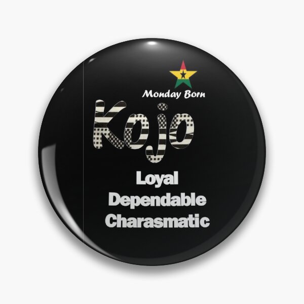 Item preview, Monday Born Ghanaian Male Name 'Kojo' in black and white designed and sold by WhoWeAre.