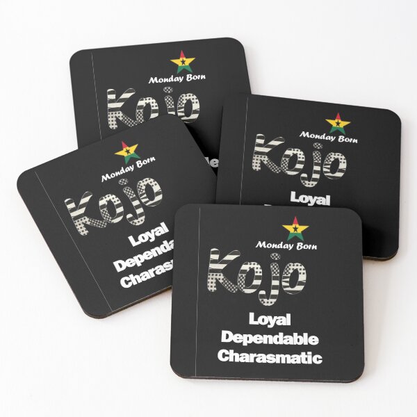Item preview, Monday Born Ghanaian Male Name 'Kojo' in black and white designed and sold by WhoWeAre.
