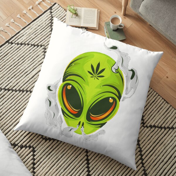 Alien weed smoker cool and funny design Floor Pillow