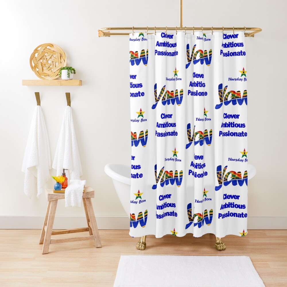 "Thursday Born Ghanaian Male Name 'Yaw' in blue" Shower Curtain by