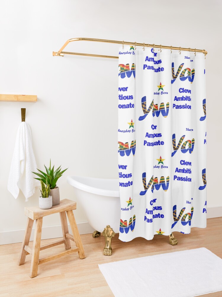 "Thursday Born Ghanaian Male Name 'Yaw' in blue" Shower Curtain by