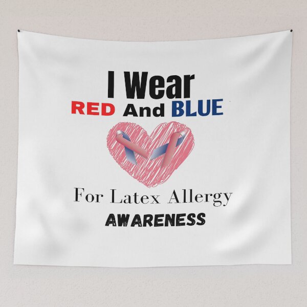 Aperçu de l'œuvre Je porte du rouge et de la perle pour la sensibilisation aux allergies au latex créée et vendue par The Nova Prints .