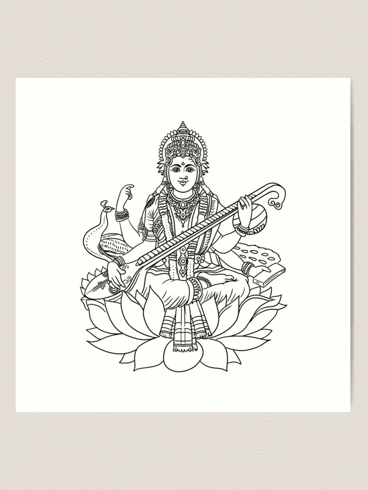 Saraswati Drawing Sketch - Drawing Of Saraswati Hd Clipart (#2502554) -  PikPng