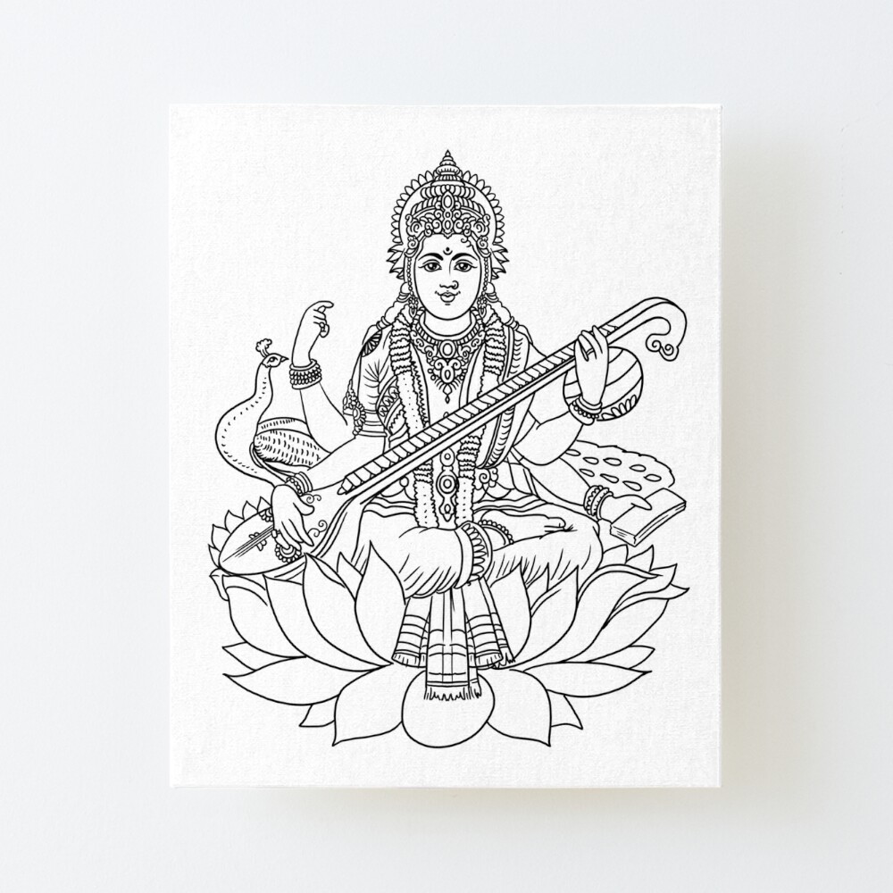 Chalk My Theme Goddess Saraswati Blue Wood Print Wall Art, Saraswati Photo  Frame, Saraswati Maa Murti, Saraswati Photo, Saraswati Ji Ki Murti, Maa  Saraswati Wall Décor-WPCMT305-9X9-PINE : Amazon.in: Home & Kitchen