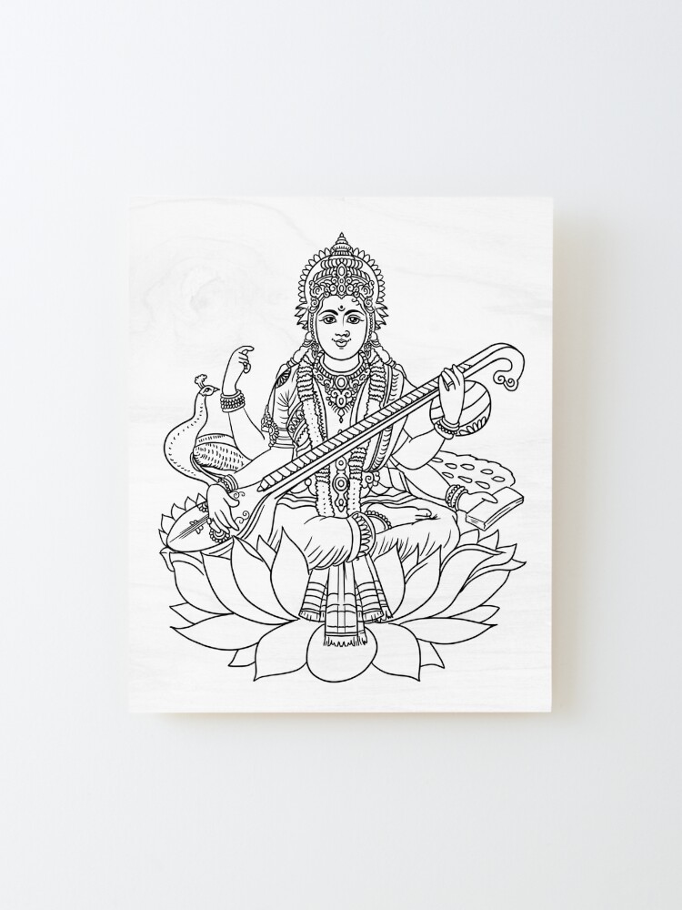 Easy Edit Vector Illustration Goddess Saraswati Stock Vector (Royalty Free)  200557520 | Shutterstock