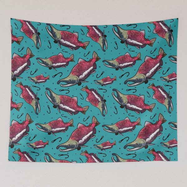 Item preview, Susitna Salmon Run on Teal designed and sold by Artbybrittneyk.