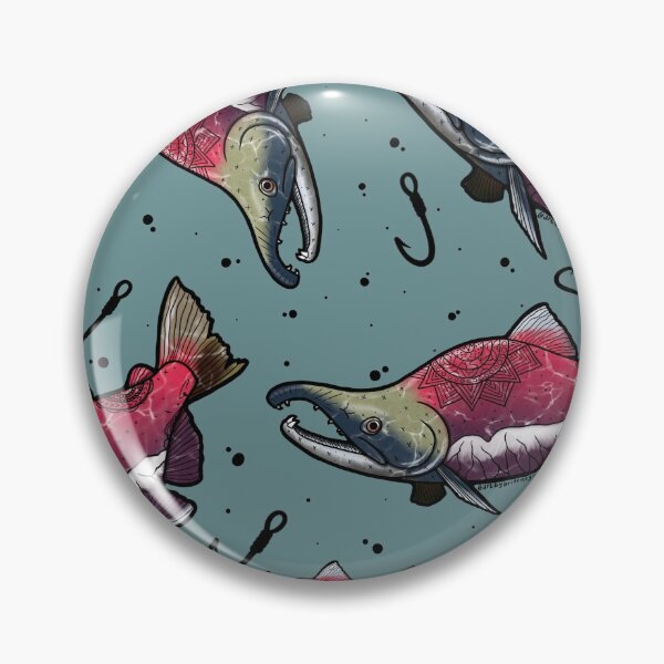 Item preview, Susitna Salmon Run on Steel Green designed and sold by Artbybrittneyk.