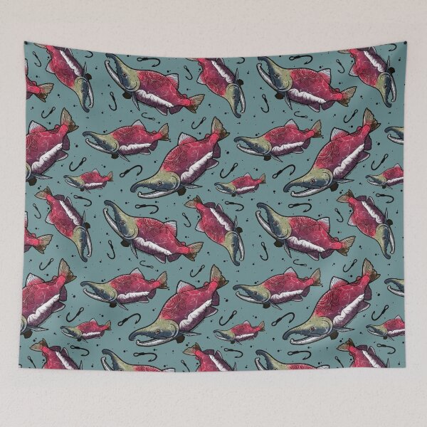 Item preview, Susitna Salmon Run on Steel Green designed and sold by Artbybrittneyk.