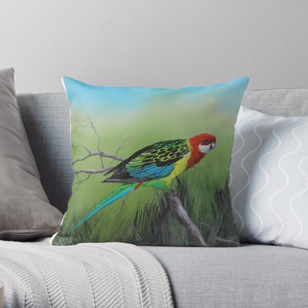 Eastern Rosella Throw Pillow