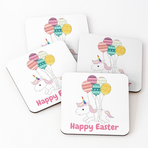 Item preview, Happy Easter Unicorn with Easter Egg Ballons designed and sold by Koi-Art.