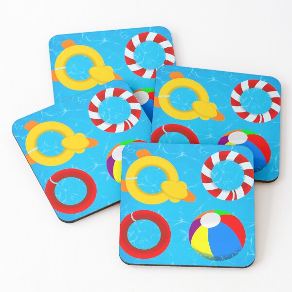 Item preview, Colorful Swimming Pool Floaty Pattern, Summer Print with Turquoise Waves  designed and sold by PrettyLittlePic.