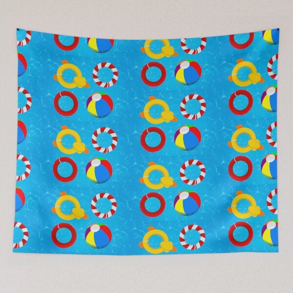 Item preview, Colorful Swimming Pool Floaty Pattern, Summer Print with Turquoise Waves  designed and sold by PrettyLittlePic.