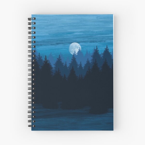 Item preview, Moon Light Dark Blue Pine Forest - Shades of Navy Blue Landscape with Cloudy Moonlit Sky designed and sold by PrettyLittlePic.