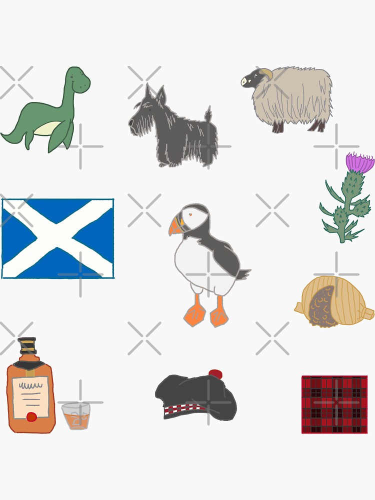 Cute Scottish Icons Pattern Design by MariOyama