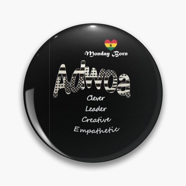 Item preview, Monday Born Ghanaian Female Name 'Adwoa' in black and white designed and sold by WhoWeAre.