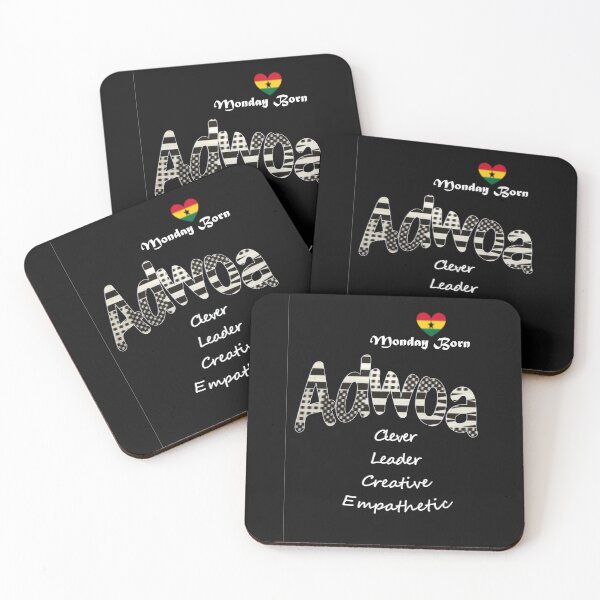Item preview, Monday Born Ghanaian Female Name 'Adwoa' in black and white designed and sold by WhoWeAre.