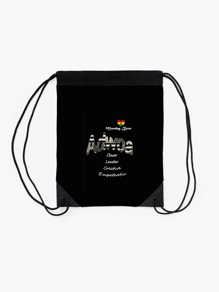 "Monday Born Ghanaian Female Name 'Adwoa' in black and white