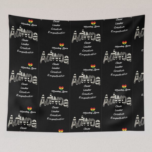 Item preview, Monday Born Ghanaian Female Name 'Adwoa' in black and white designed and sold by WhoWeAre.