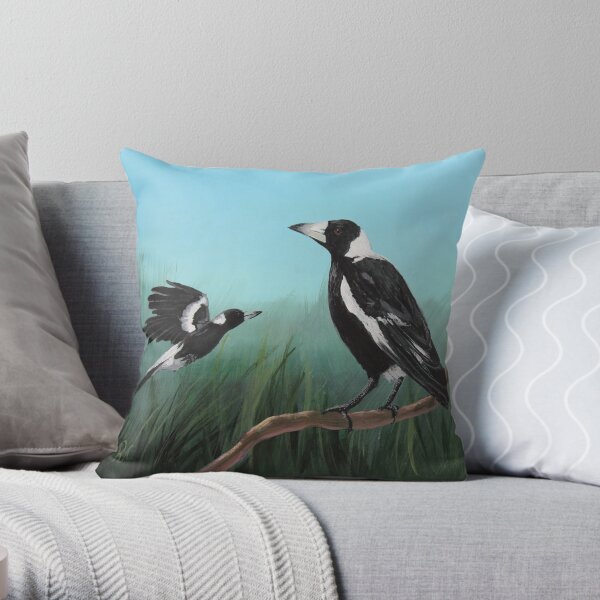 Australian Magpies Throw Pillow