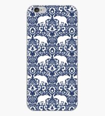 Elephant Damask Indigo iPhone-Hülle & Cover