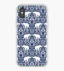 Elephant Damask Indigo iPhone Case