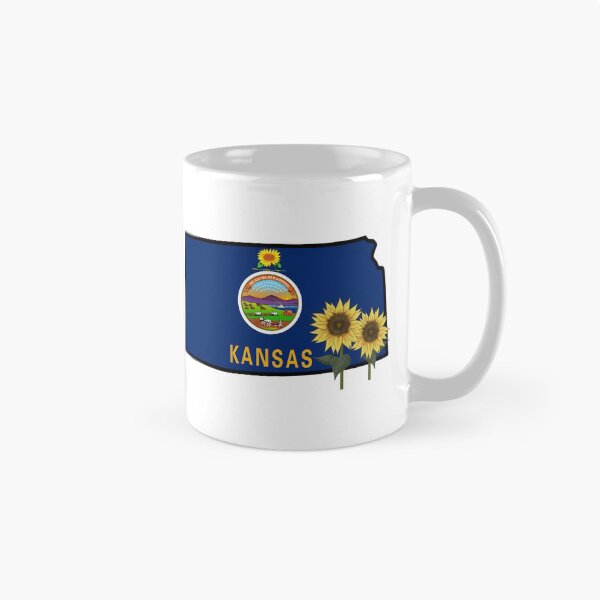 Item preview, State of Kansas Flag with State Flower Wild Sunflower designed and sold by Gsallicat.