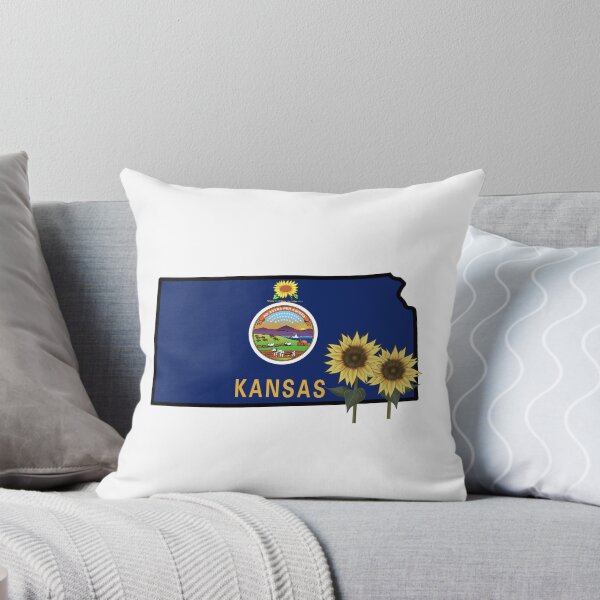 Item preview, State of Kansas Flag with State Flower Wild Sunflower designed and sold by Gsallicat.