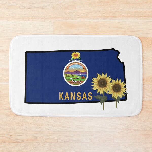 Item preview, State of Kansas Flag with State Flower Wild Sunflower designed and sold by Gsallicat.