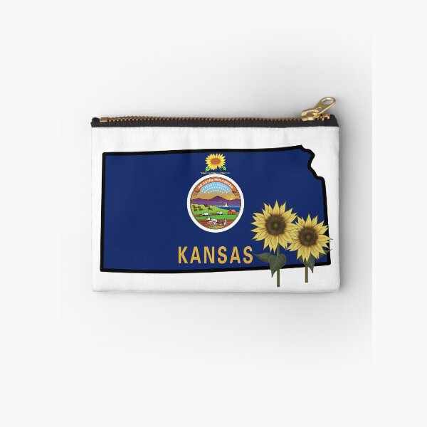 Item preview, State of Kansas Flag with State Flower Wild Sunflower designed and sold by Gsallicat.
