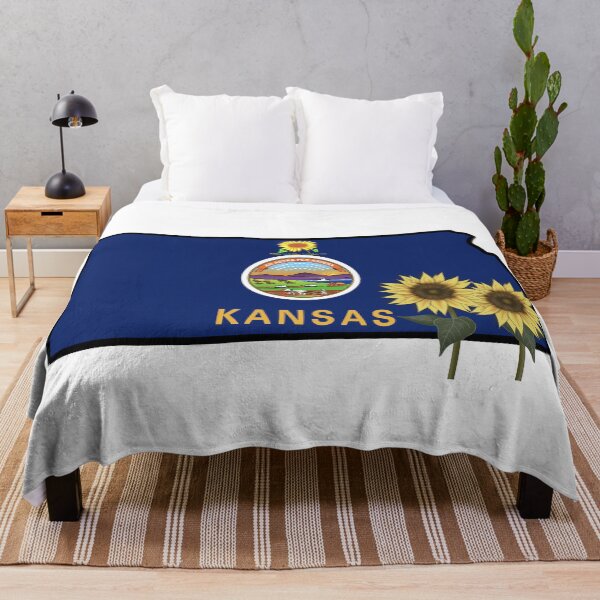 Item preview, State of Kansas Flag with State Flower Wild Sunflower designed and sold by Gsallicat.